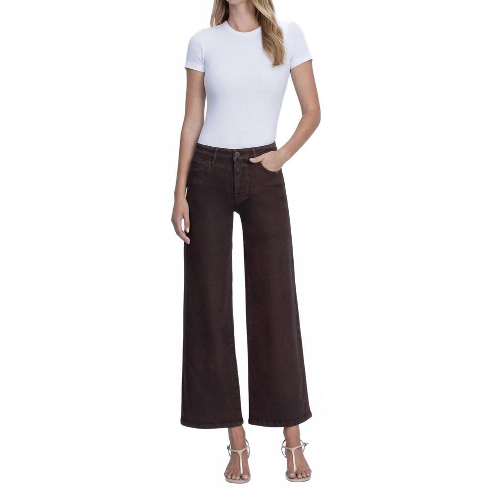 NEW FLYING MONKEY high rise coated wide leg jeans in chicory coffee